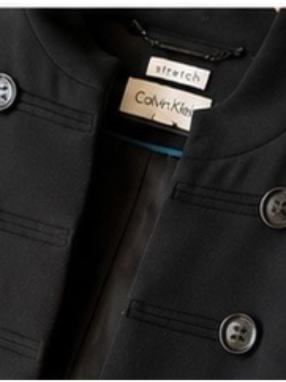 Calvin Klein Black Military Style Stretch Coat Jacket Size 6 - Picture 5 of 5